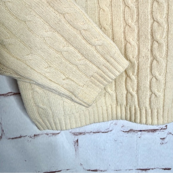 J CREW S 100% Lambswool Cable Knit Sweater Mock Turtleneck Cream Size Small - Picture 8 of 10